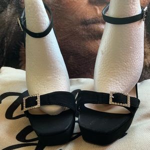 Marco Republic Black Heels with Ankle Strap May Sale 25.00